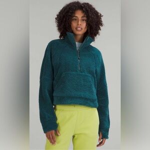 Lululemon Scuba Oversized Cropped Fleece Funnel Neck Green Jasper XS/S